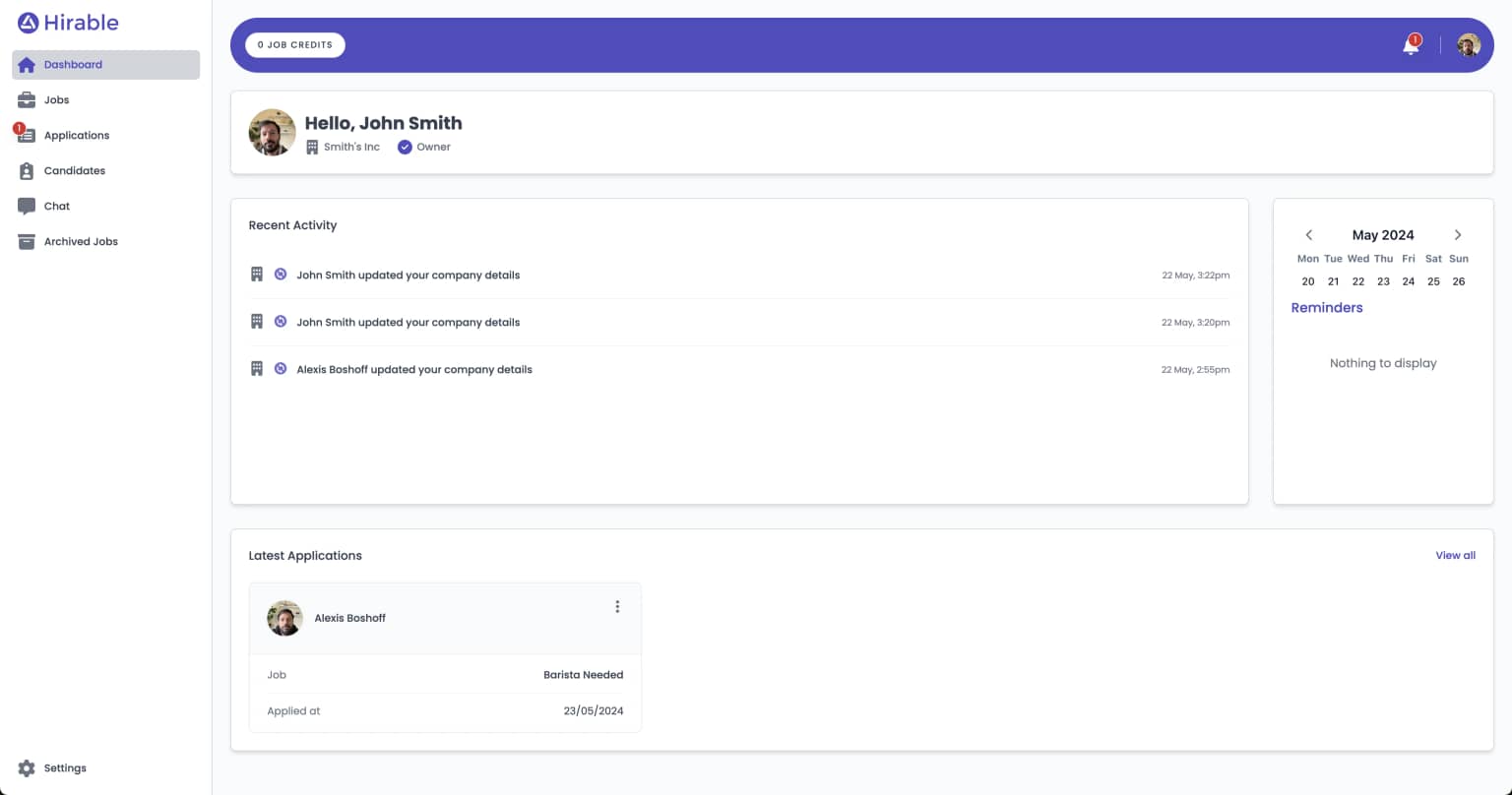 Hirable Dashboard
