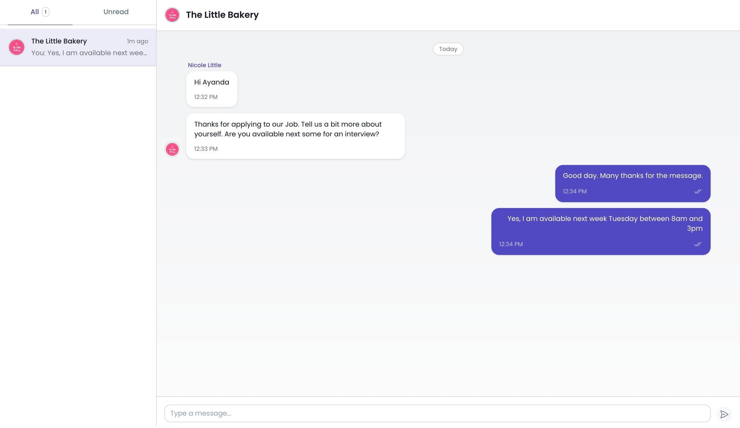Live chat with employers