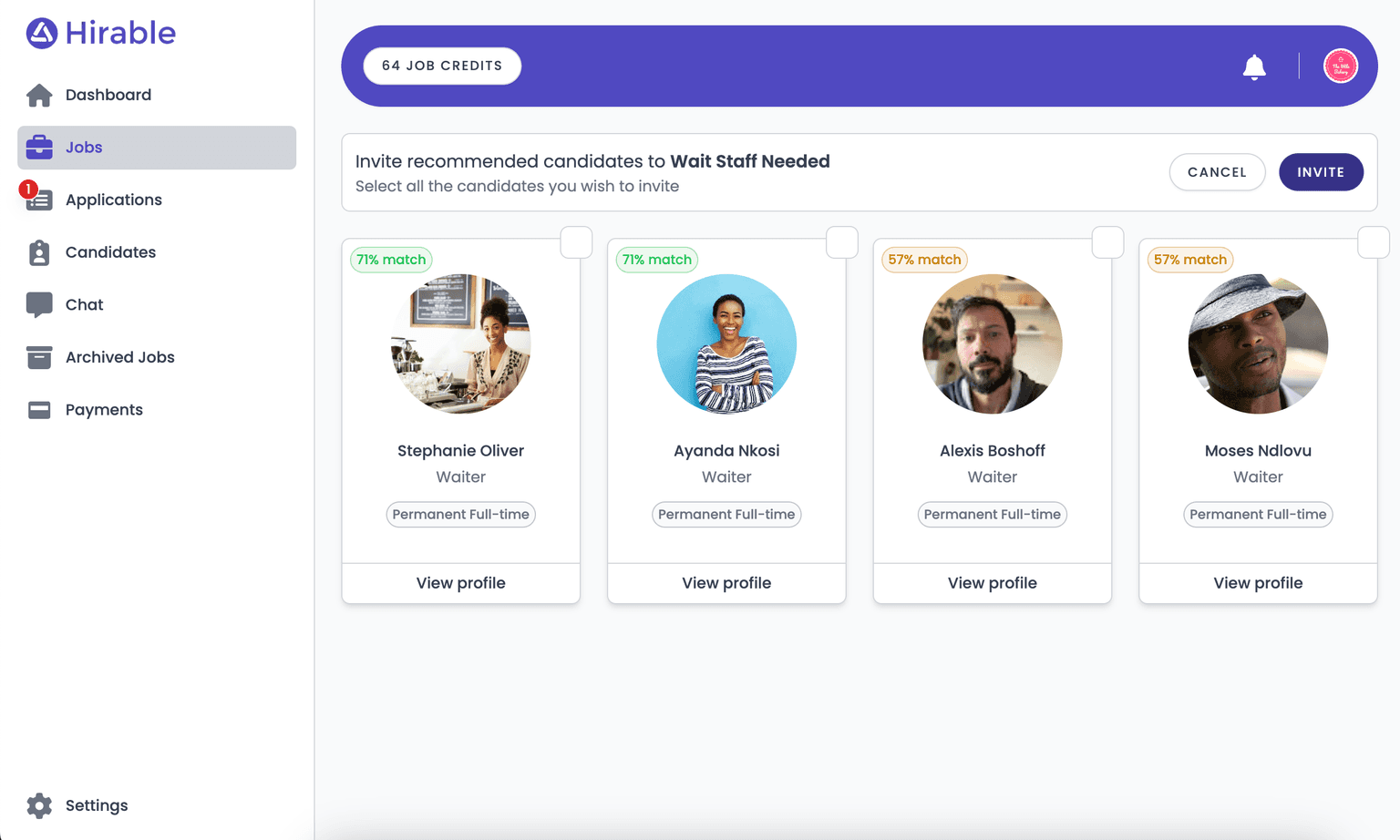 Matching candidates with job postings